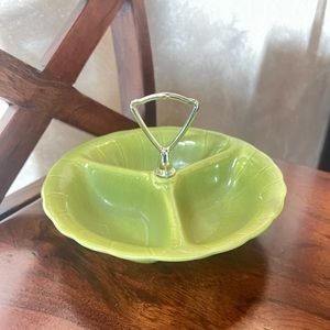 Vintage Lane & Co. California Pottery Green Ceramic Divided Serving Dish